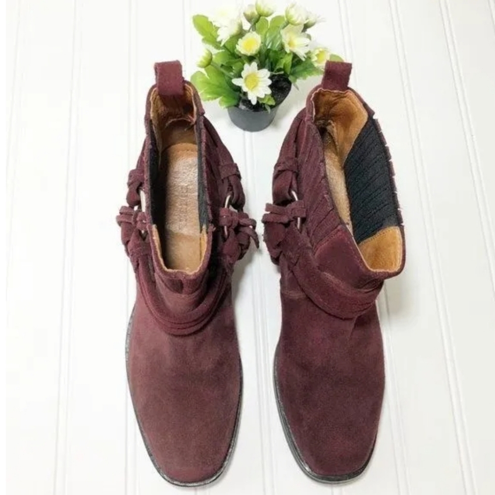 Diesel Suede Harness Bootie in Bordeaux